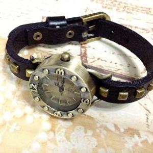 Handmade Vintage Leather Band Classical Face..