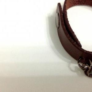 Handmade Vintage Leather Band Heart Lock Chain..