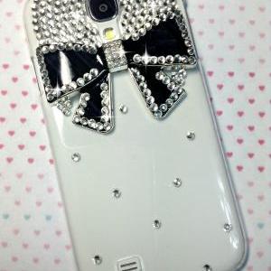 3d Handmade Black Bow Crystal Design Case Cover..