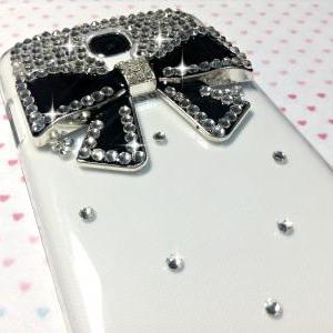 3d Handmade Black Bow Crystal Design Case Cover..