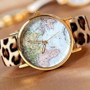 Vintage Leather Watchband Unisex World Map Wrist..