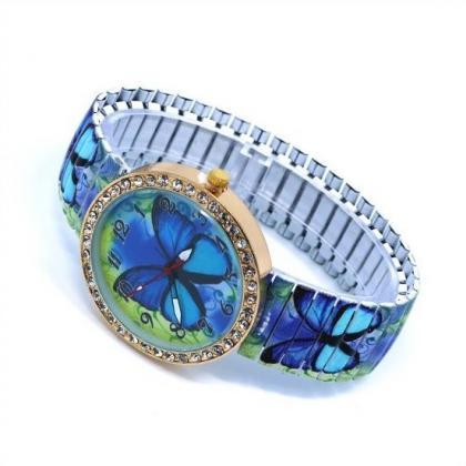 Butterfly Face Stainless Steel Band Unisex Wrist..