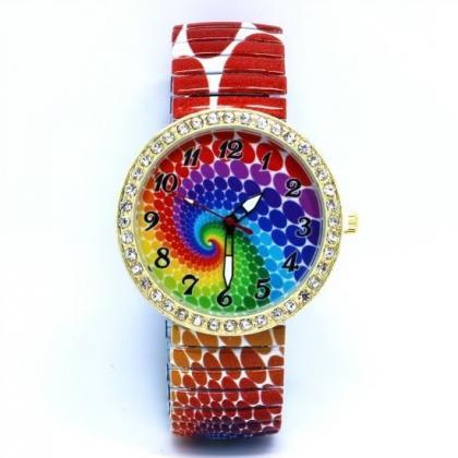 Peacock Pattern Stainless Steel Band Unisex Wrist..