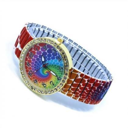 Peacock Pattern Stainless Steel Band Unisex Wrist..