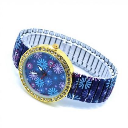 Vintage Flower Face Stainless Steel Band Unisex..