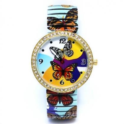 Vintage Butterfly Face Stainless Steel Band Unisex..