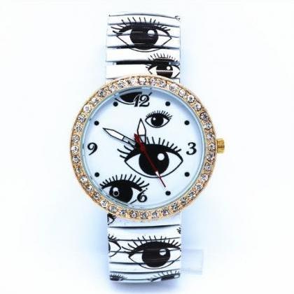 Eye Watch With Stainless Steel Band Unisex Wrist..
