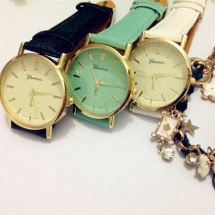Simple Pattern Vintage Watch Leather Watchband..