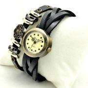 Vintage Weaving Leather Band Classic Face Watches Lady Women Girl Quartz Wrist Watch Black