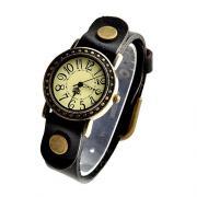 Vintage Leather Band Girl Lady Women Quartz Clock Wrist Watches Black