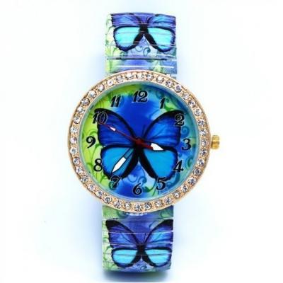 Butterfly Face Stainless Steel Band Unisex Wrist Watch For Men Lady Retro Round Quartz Watch 