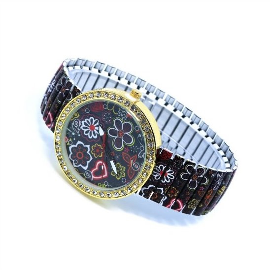Vintage Flower Face Stainless Steel Band Unisex Wrist Watch For Men Lady Retro Round Quartz Watch Pattern 1
