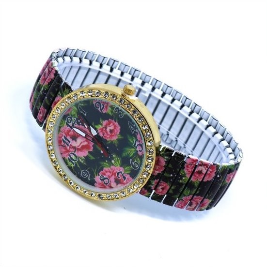 Vintage Flower Face Stainless Steel Band Unisex Wrist Watch For Men Lady Retro Round Quartz Watch Pattern 2