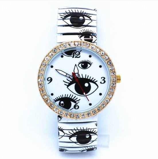 Eye Watch With Stainless Steel Band Unisex Wrist Watch For Men Lady Retro Round Quartz Watch