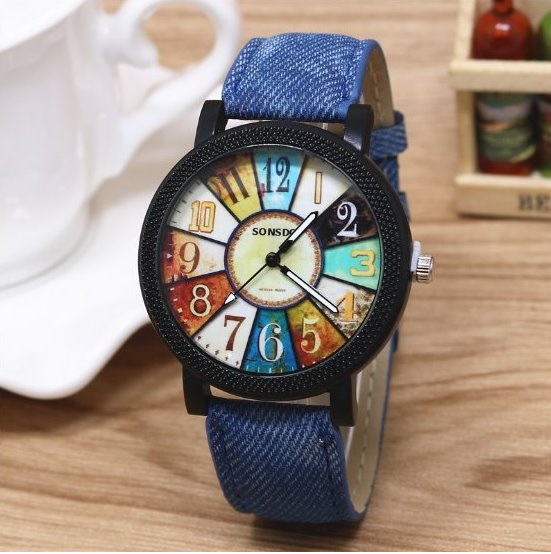 Retro Quartz Watch Leather Band Unisex Wrist Watch For Men Lady Retro Round Quartz Watch Blue