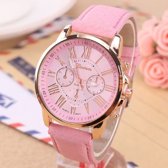 3 Eye Watch Retro Quartz Watch Leather Band Unisex Wrist Watch For Men Lady Retro Round Quartz Watch Pink