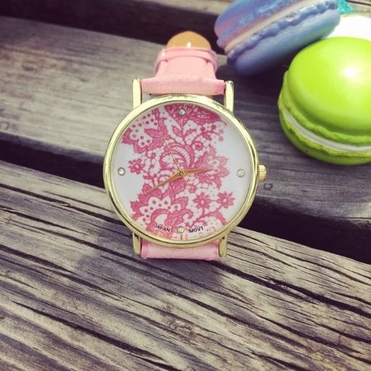 Lace Watch Vintage Quartz Watch Leather Band Unisex Wrist Watch For Men Lady Retro Round Quartz Watch Pink