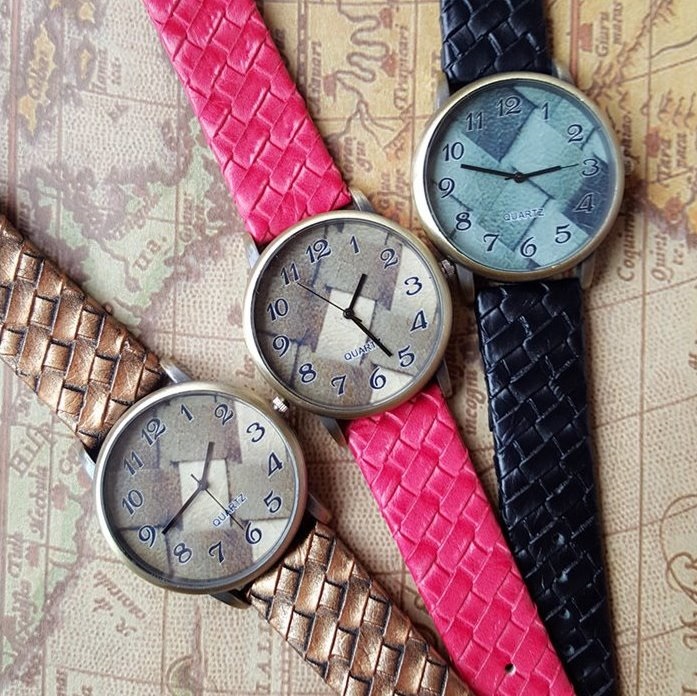Weave Band Watch Retro Quartz Watch Leather Band Unisex Wrist Watch For Men Lady Retro Round Quartz Watch