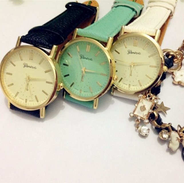 Simple Pattern Vintage Watch Leather Watchband Unisex Wrist Watch For Men Lady Retro Round Quartz