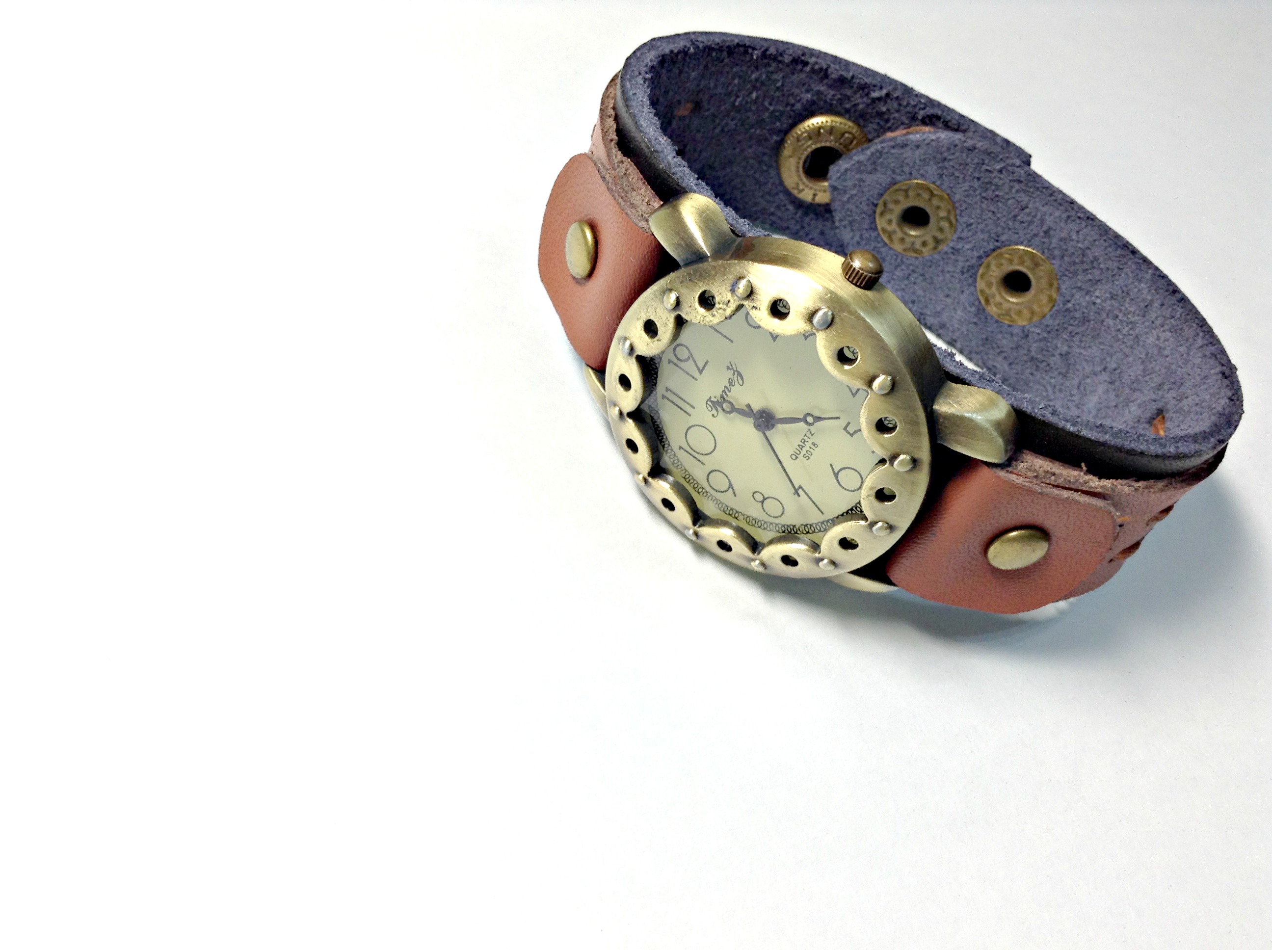 Handmade Vintage Double Leather Band Watches Woman Lady Girl Quartz